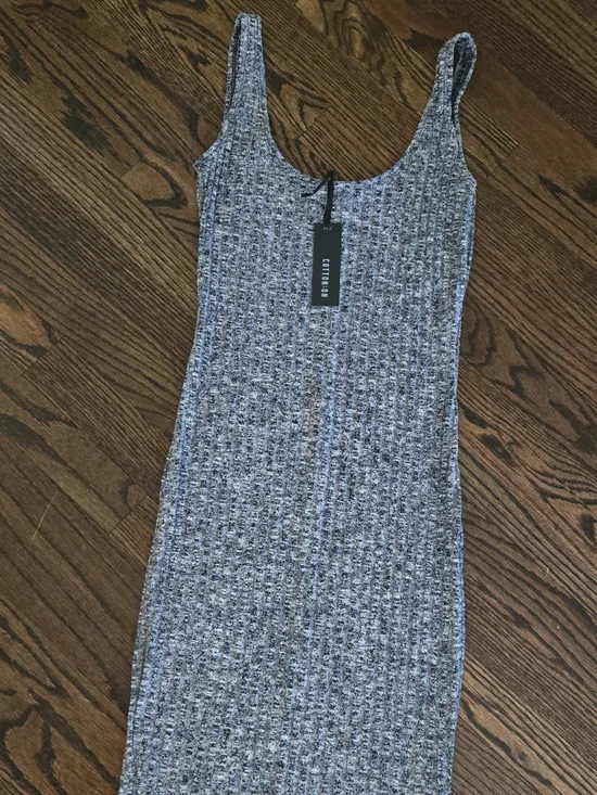 Cotton On Bodycon Midi Dress | Size XS | Grey Ribbed Knit (NWT) - Picture 4 of 6